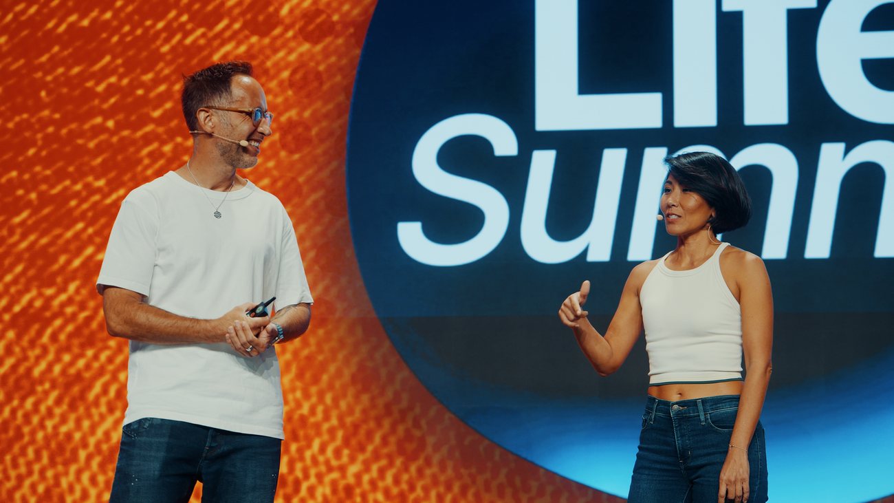 Marek and Olivia Lesslar on stage